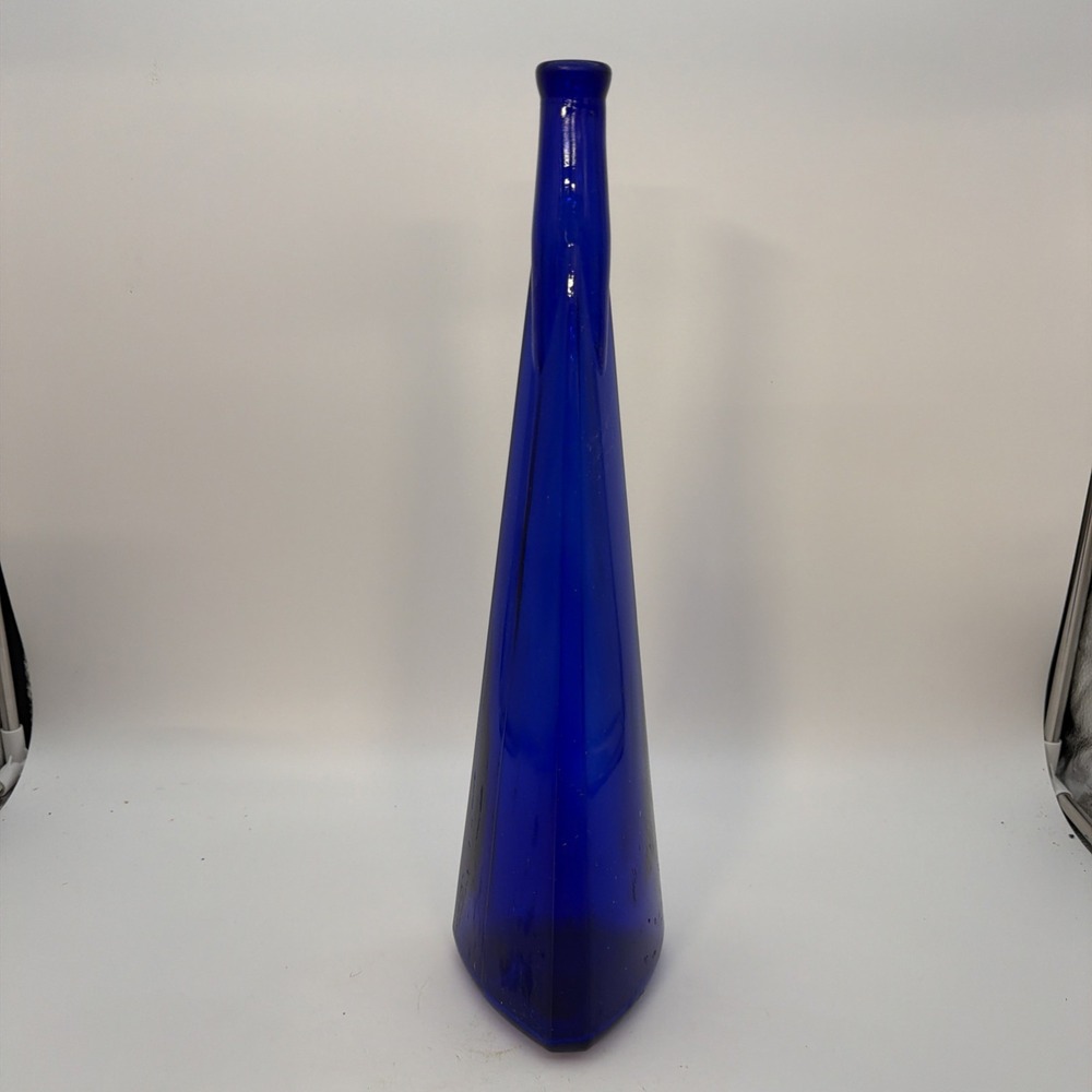 vintage cobalt blue art glass decorative bottle